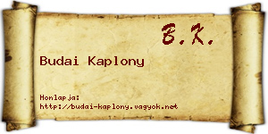 Budai Kaplony névjegykártya